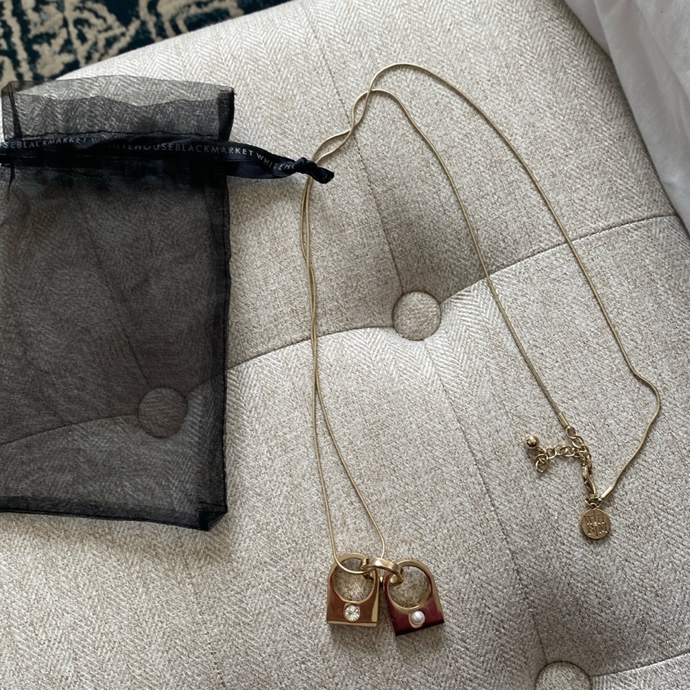 White House black market gold long necklace